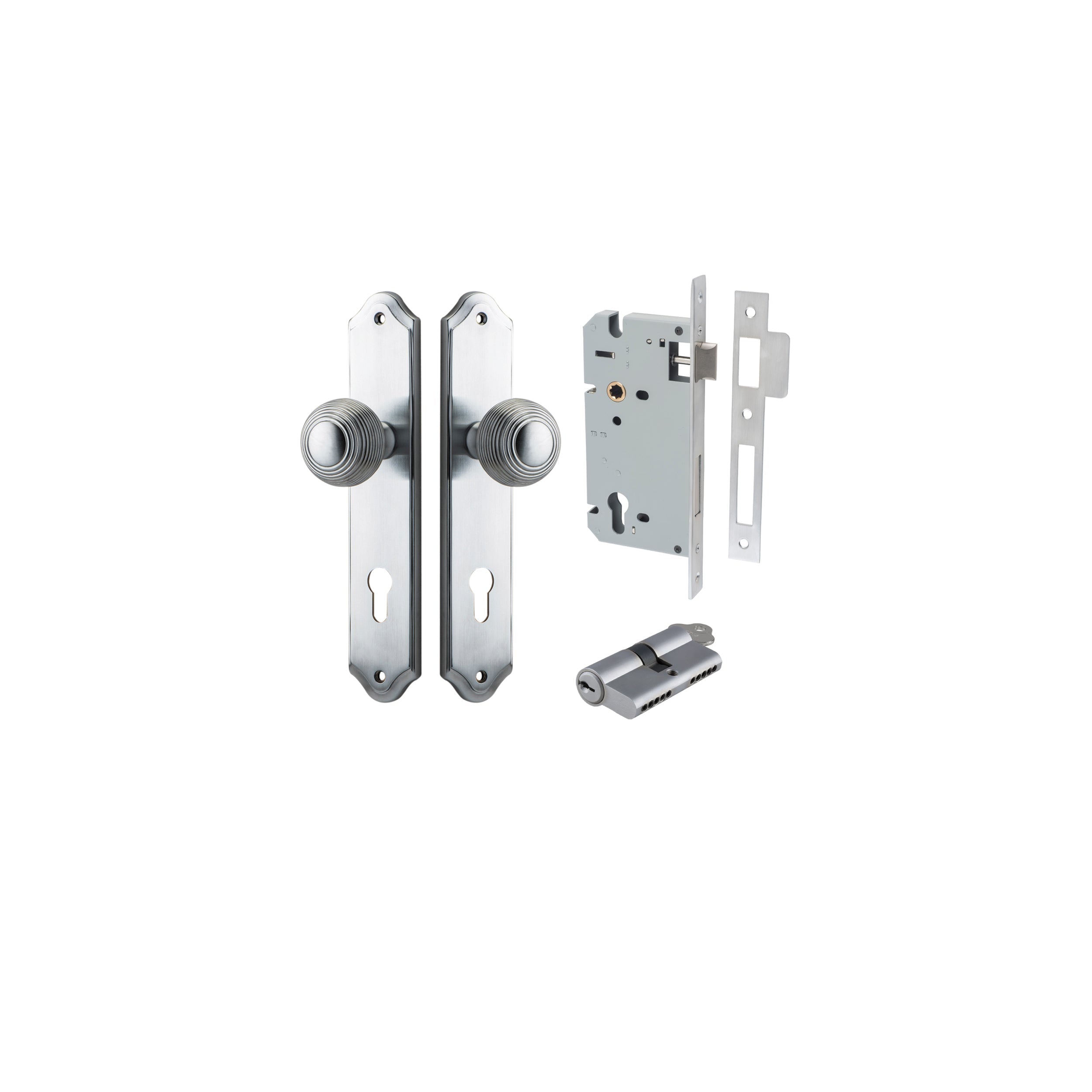 Guildford Knob - Shouldered Backplate - Entry Point - Iver - Brushed Chrome - Door Knobs