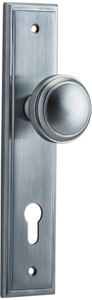 Paddington Knob - Stepped Backplate - Entry Point - Iver - Brushed Chrome - Door Knobs