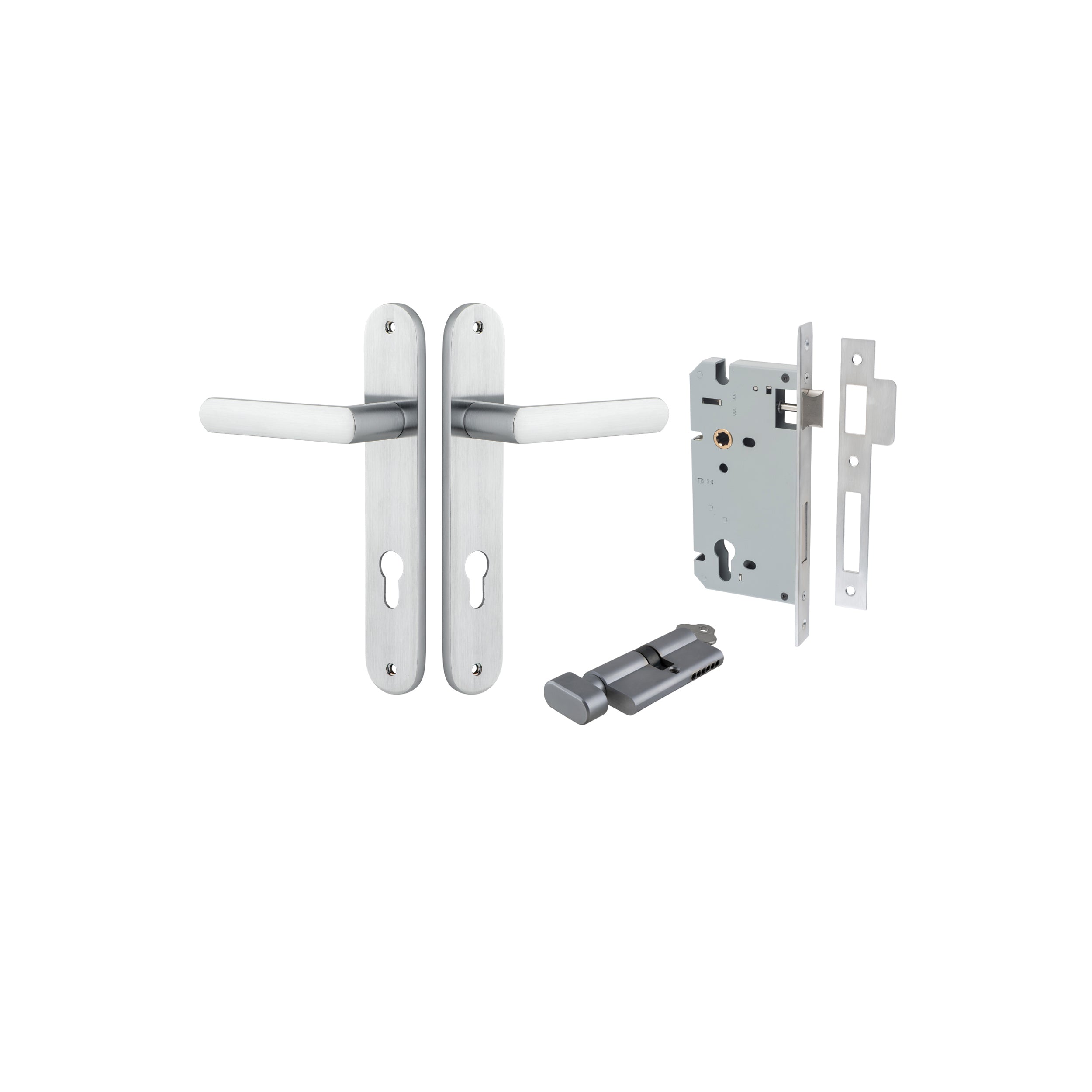 Osaka Lever - Oval Backplate - Entry Point - Iver - Brushed Chrome - Door Levers