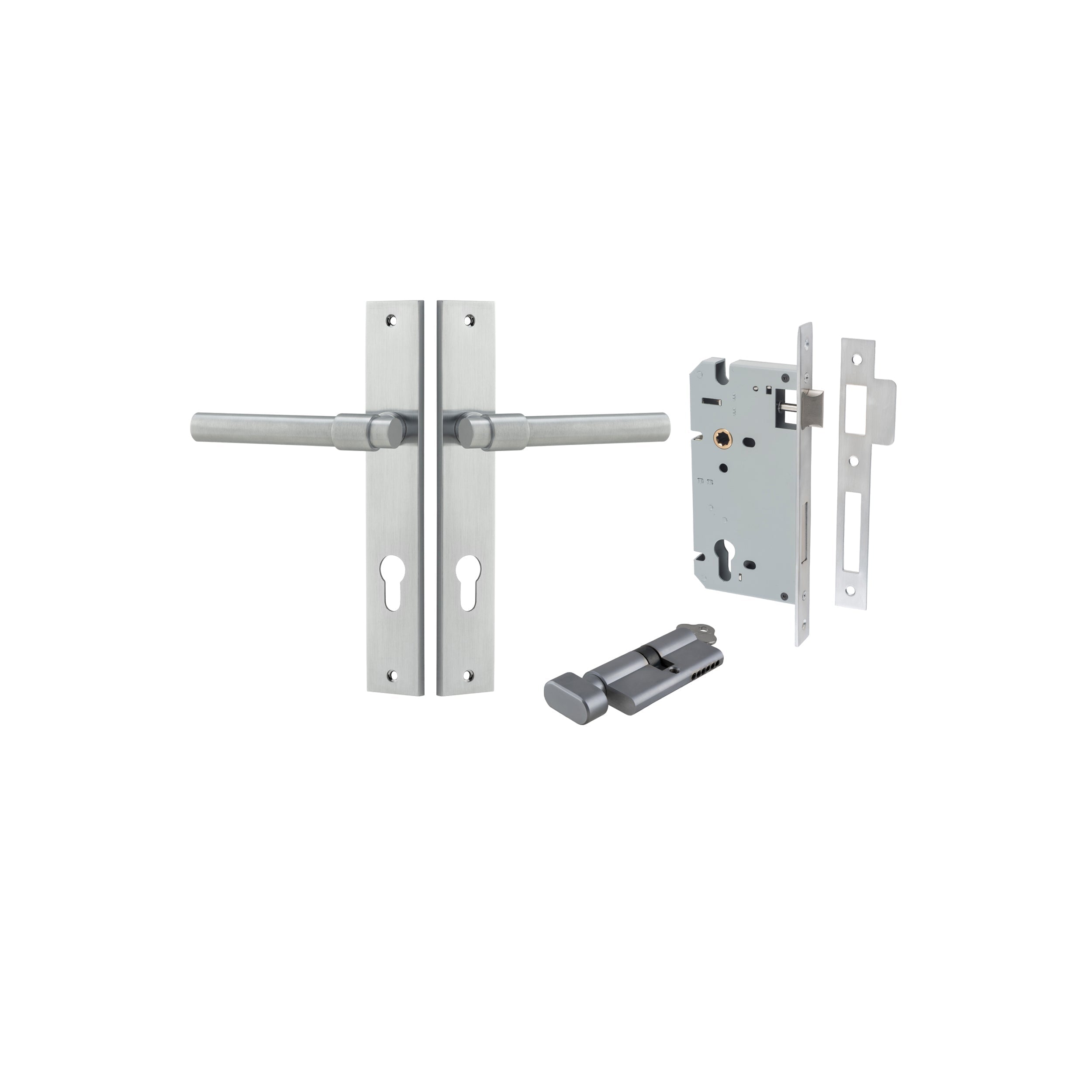 Helsinki Lever - Rectangular Backplate - Entry Point - Iver - Brushed Chrome - Door Levers