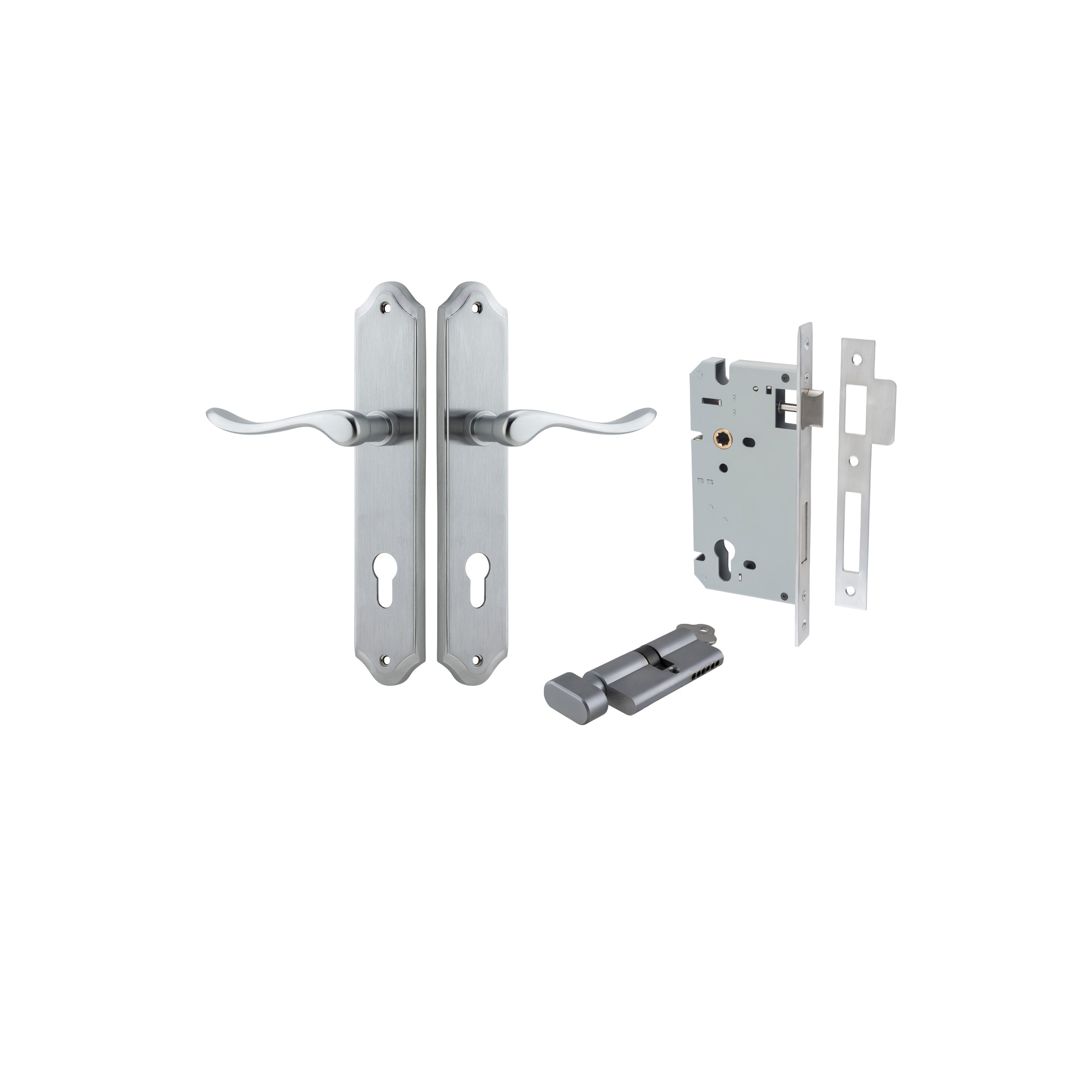 Stirling Lever - Shouldered Backplate - Entry Point - Iver - Brushed Chrome - Door Levers