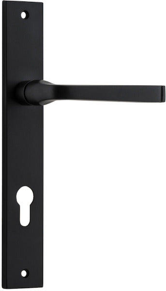 Annecy Lever - Rectangular Backplate - Entry Point - Iver - Matt Black - Door Levers