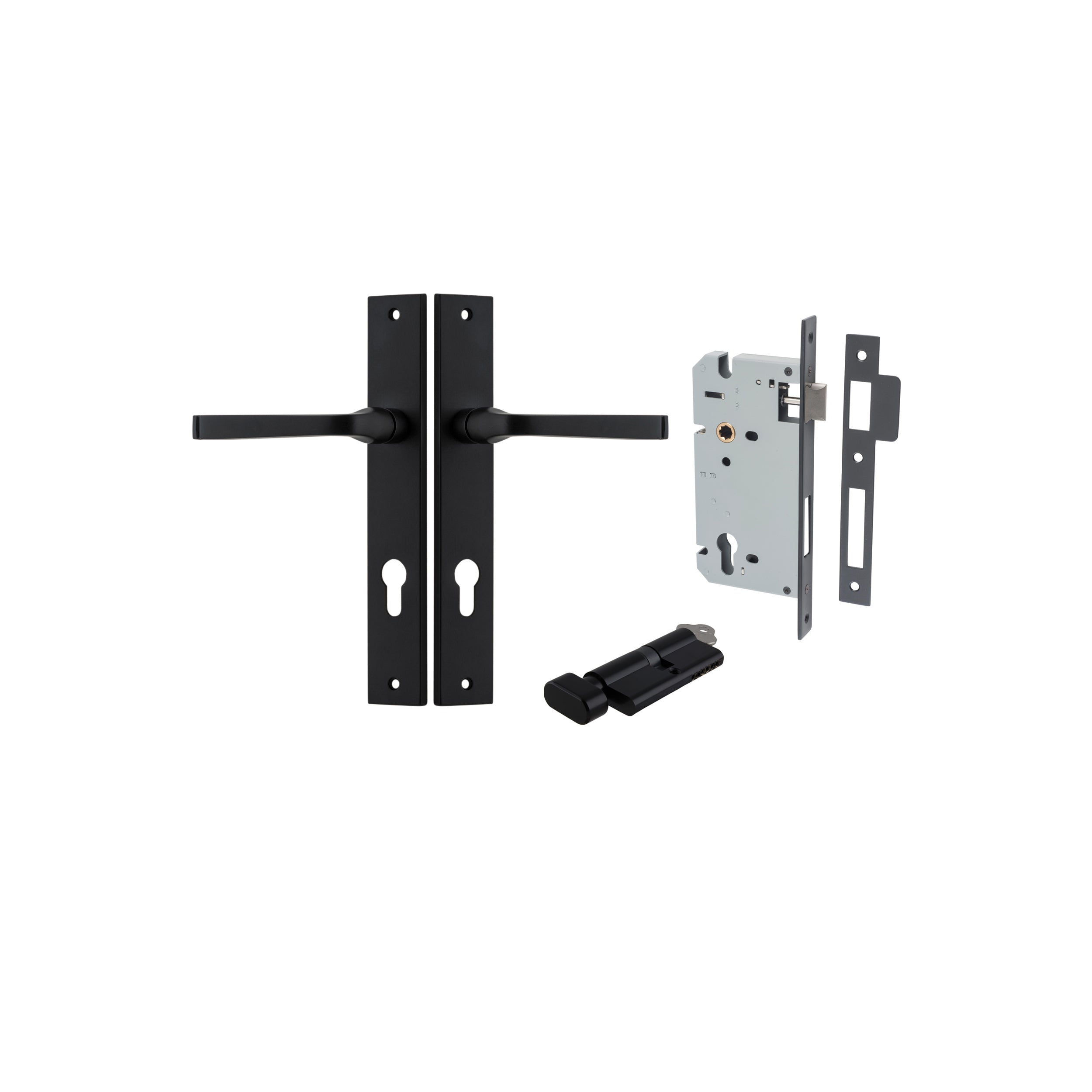 Annecy Lever - Rectangular Backplate - Entry Point - Iver - Matt Black - Door Levers