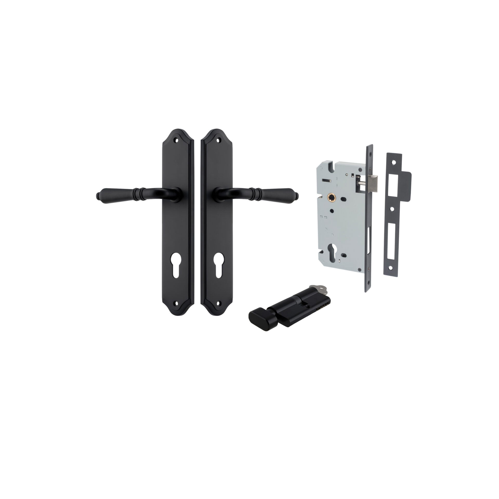 Sarlat Lever - Shouldered Backplate - Entry Point - Iver - Matt Black - Door Levers