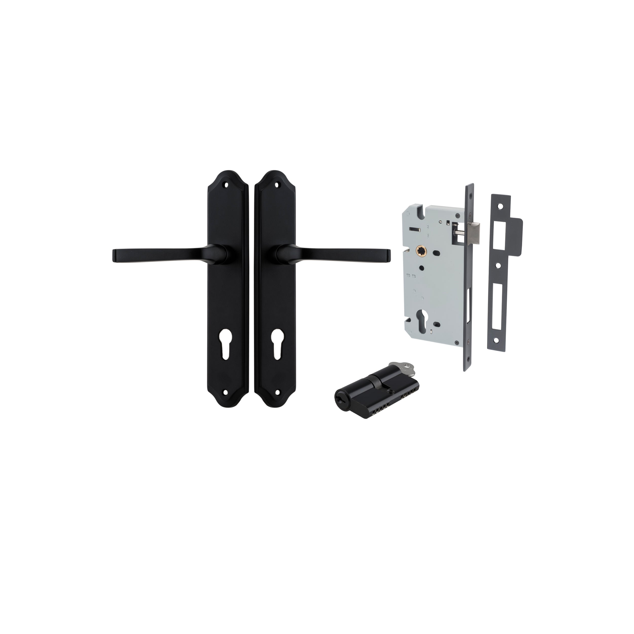 Annecy Lever - Shouldered Backplate - Entry Point - Iver - Matt Black - Door Levers