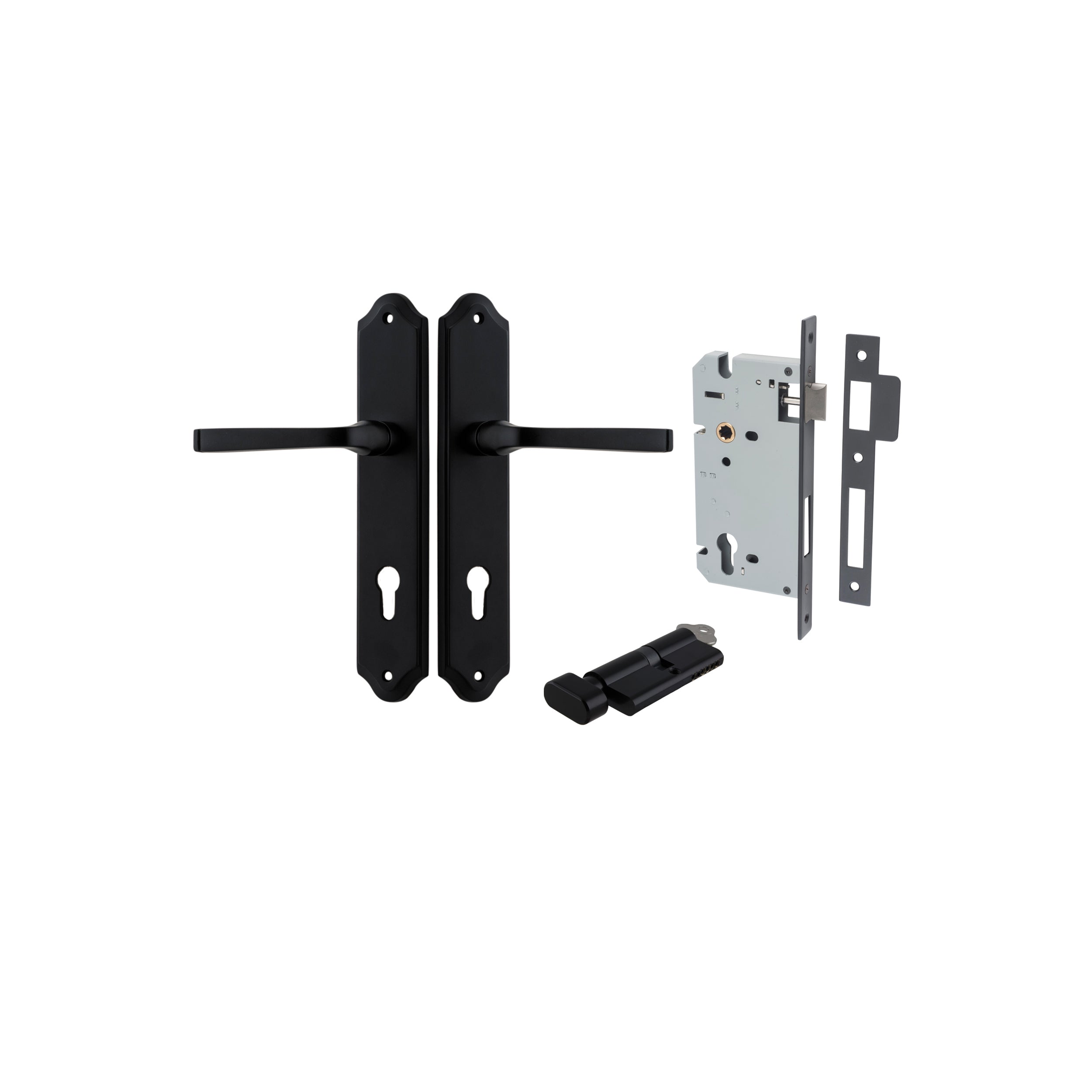 Annecy Lever - Shouldered Backplate - Entry Point - Iver - Matt Black - Door Levers