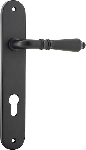 Sarlat Lever - Oval Backplate - Entry Point - Iver - Matt Black - Door Levers