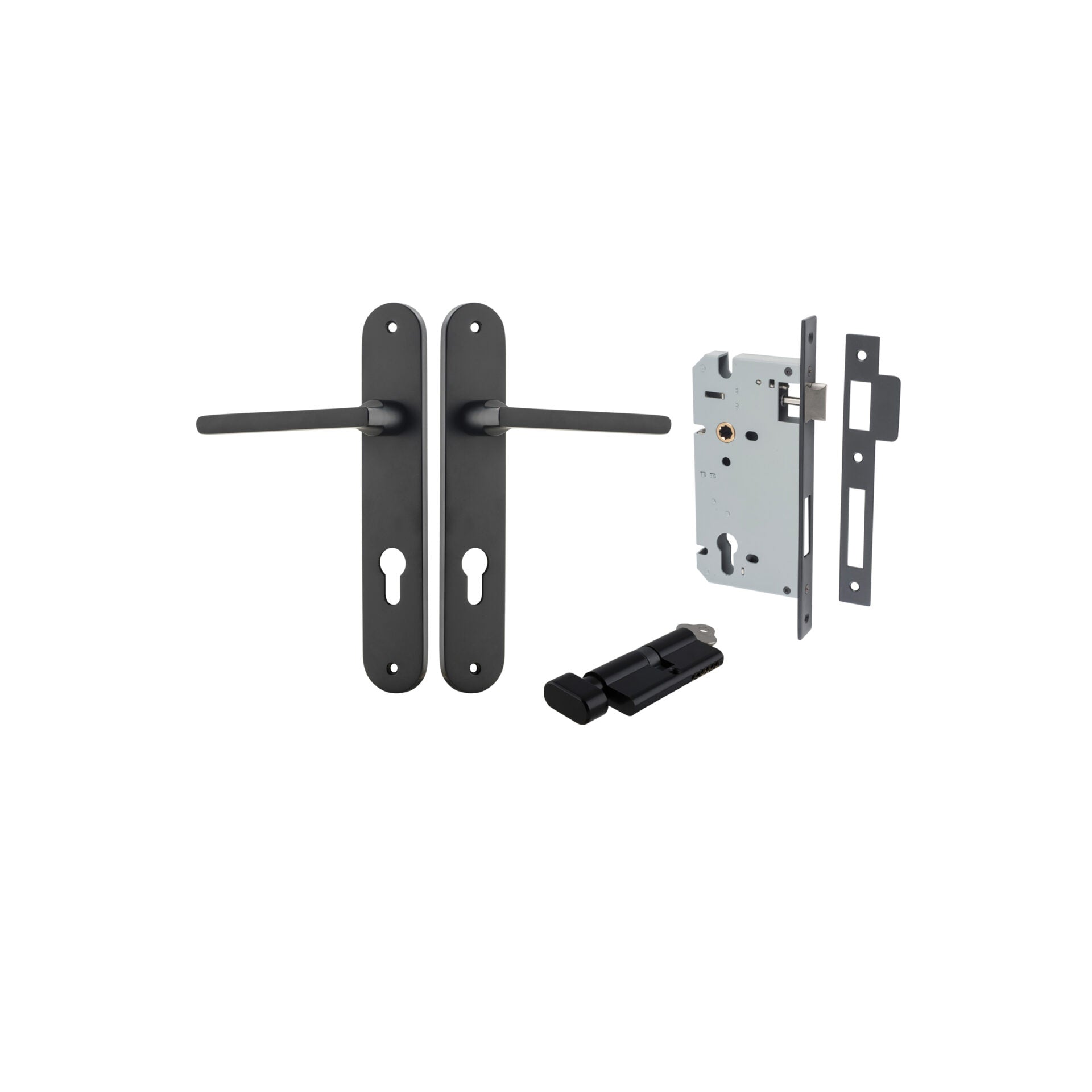 Baltimore Lever - Oval Backplate - Entry Point - Iver - Matt Black - Door Levers