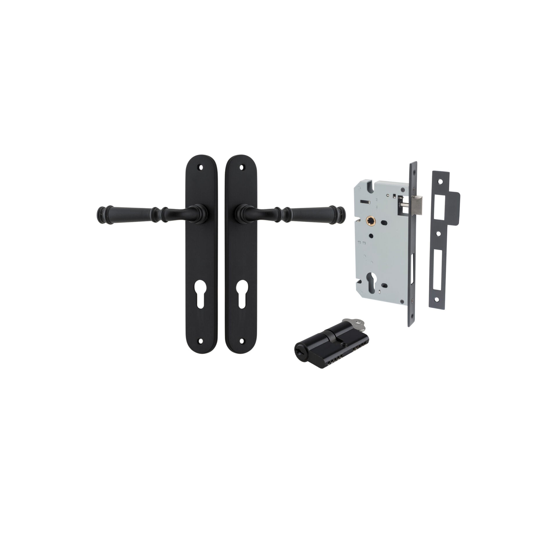 Verona Lever - Oval Backplate - Entry Point - Iver - Matt Black - Door Levers