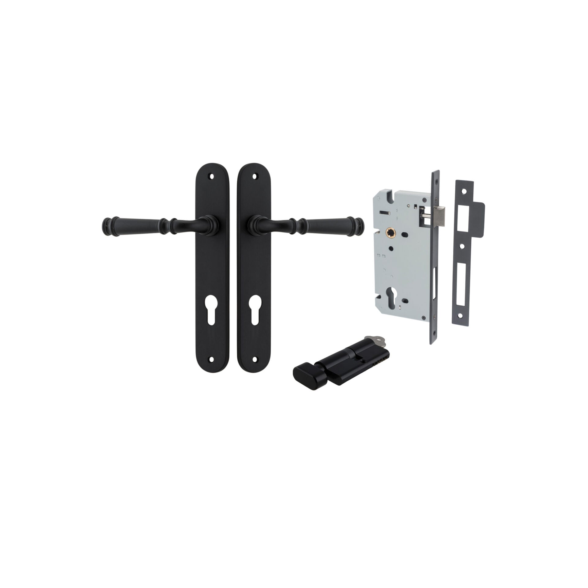 Verona Lever - Oval Backplate - Entry Point - Iver - Matt Black - Door Levers