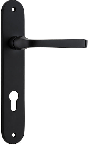 Annecy Lever - Oval Backplate - Entry Point - Iver - Matt Black - Door Levers