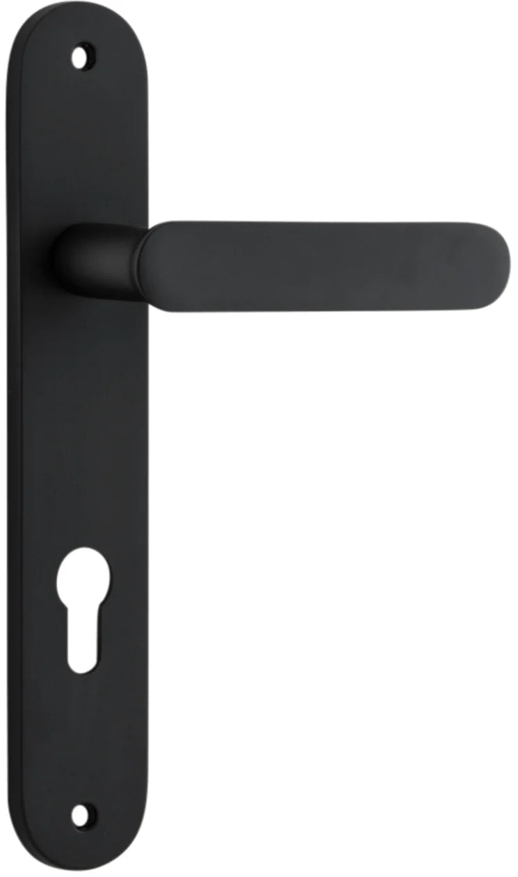 Bronte Lever - Oval Backplate - Entry Point - Iver - Matt Black - Door Levers