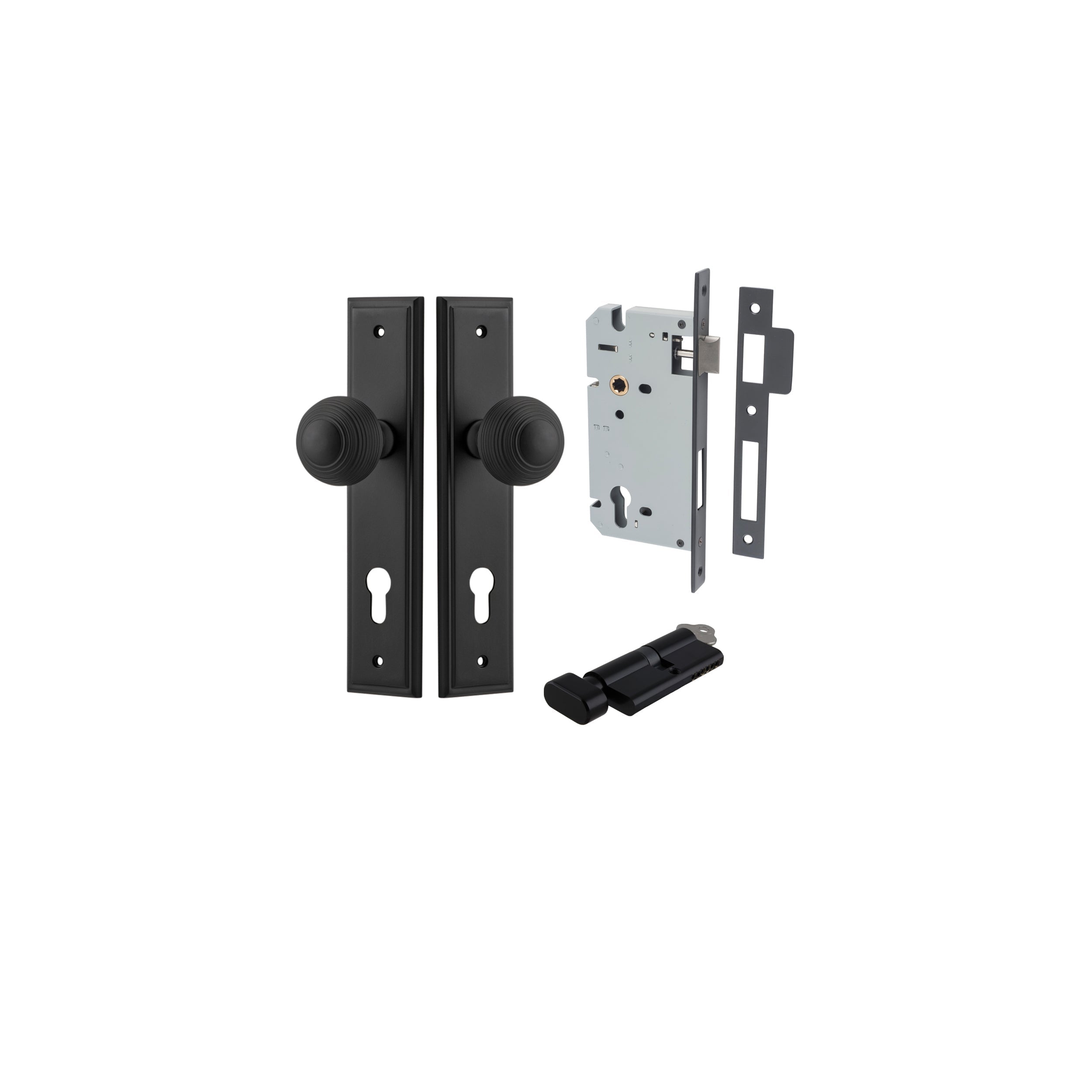 Guildford Knob - Stepped Backplate - Entry Point - Iver - Matt Black - Door Knobs