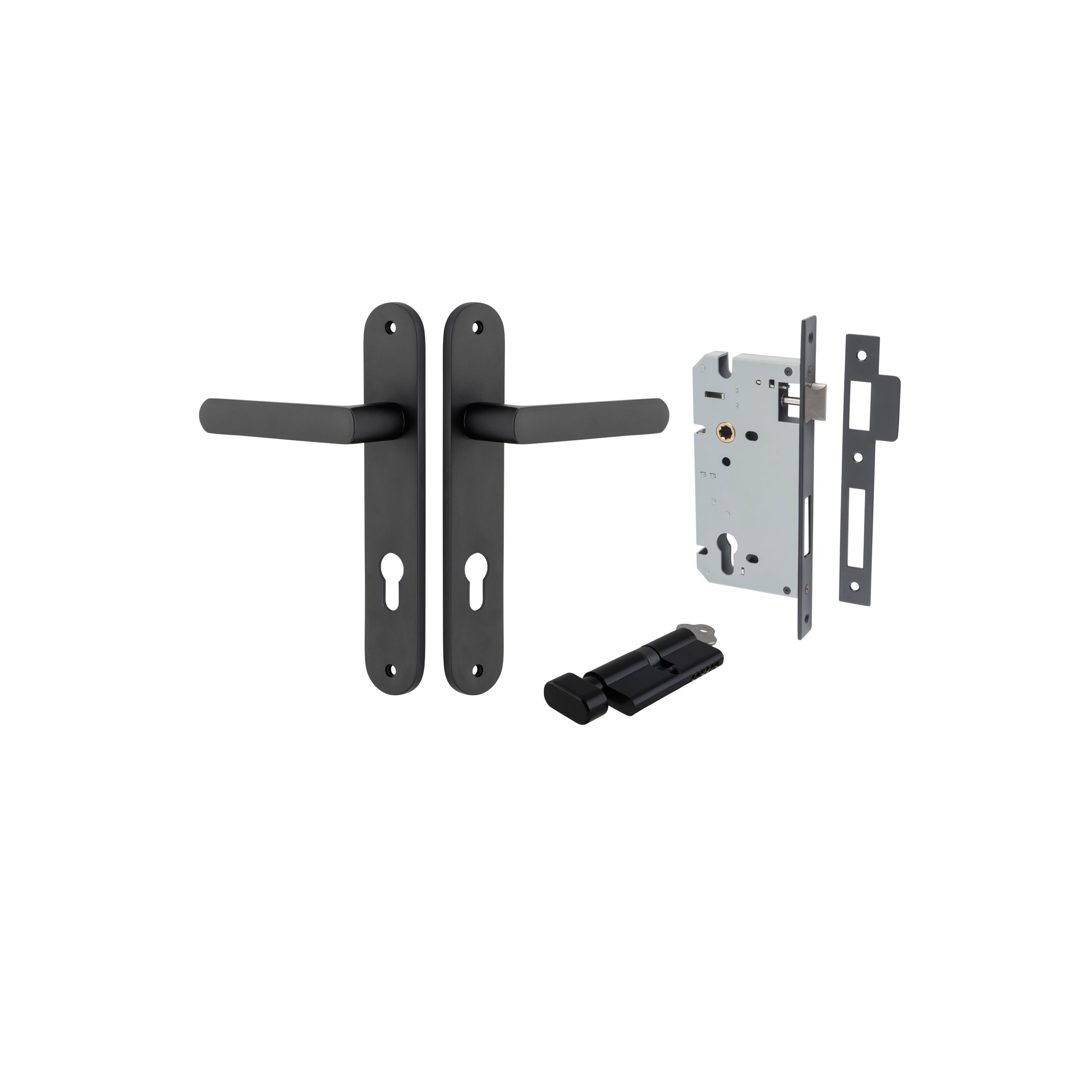 Osaka Lever - Oval Backplate - Entry Point - Iver - Matt Black - Door Levers