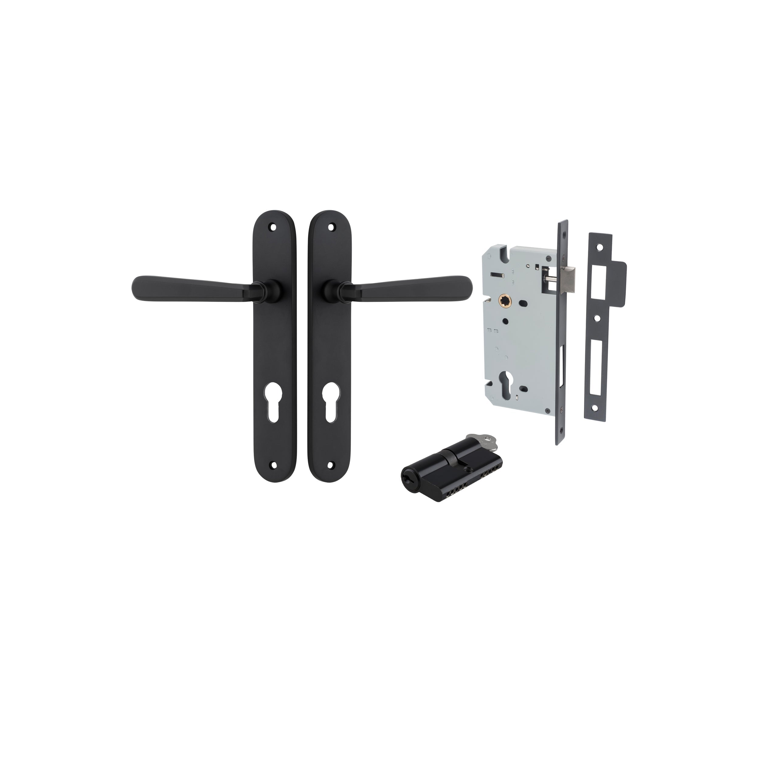 Copenhagen Lever - Oval Backplate - Entry Point - Iver - Matt Black - Door Levers