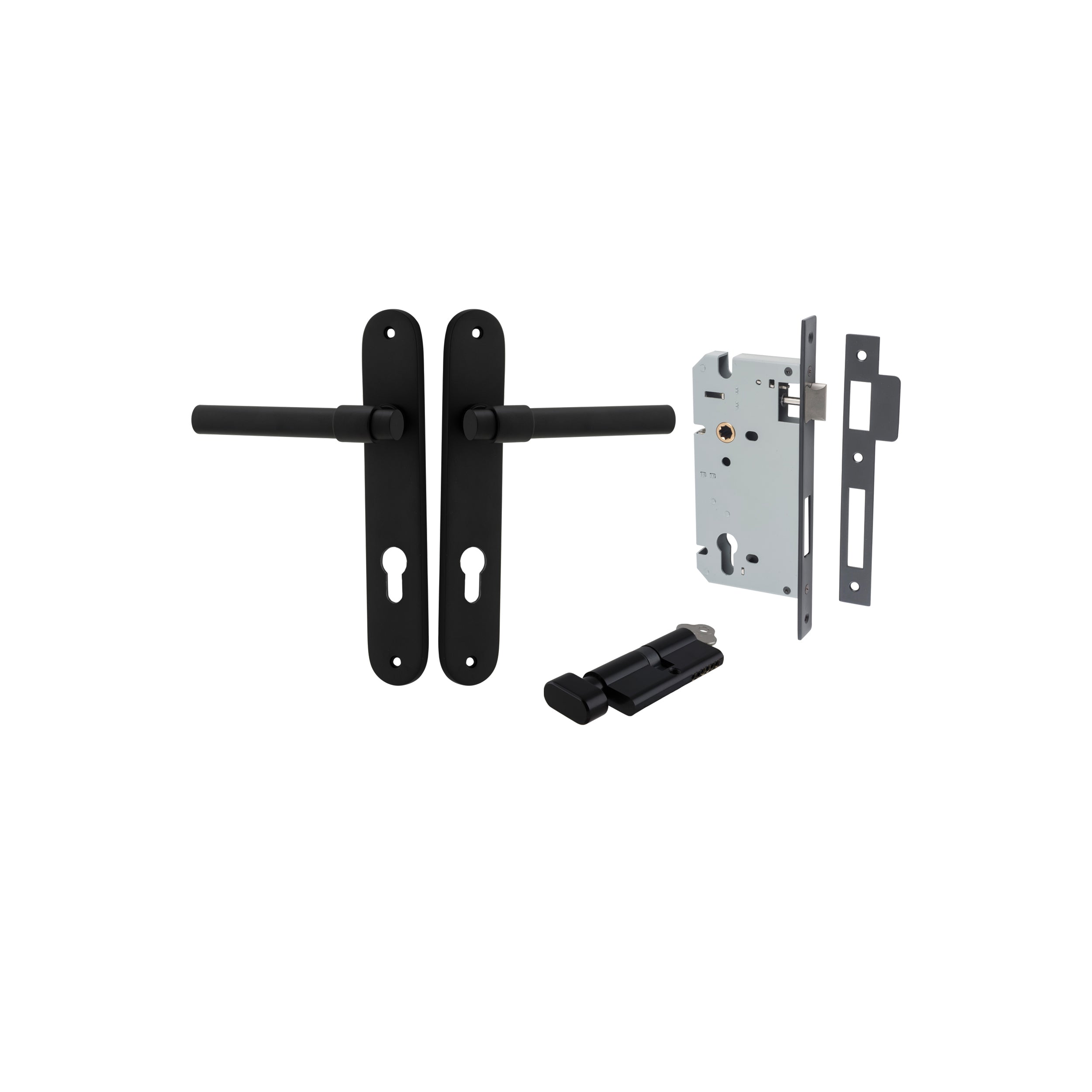 Helsinki Lever - Oval Backplate - Entry Point - Iver - Matt Black - Door Levers