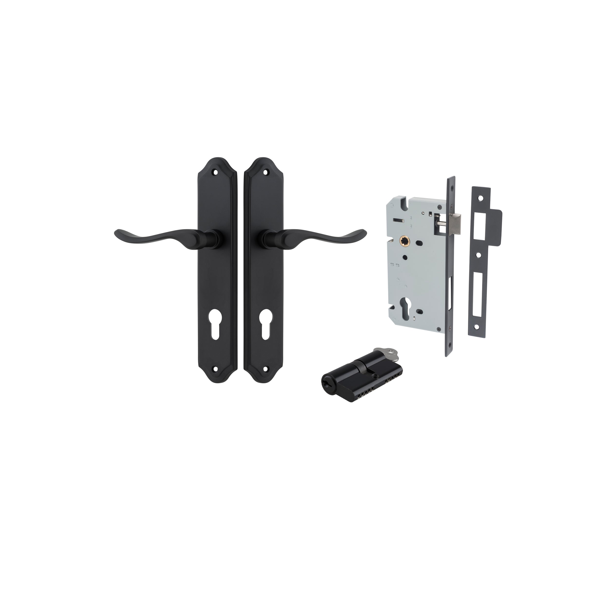 Stirling Lever - Shouldered Backplate - Entry Point - Iver - Matt Black - Door Levers