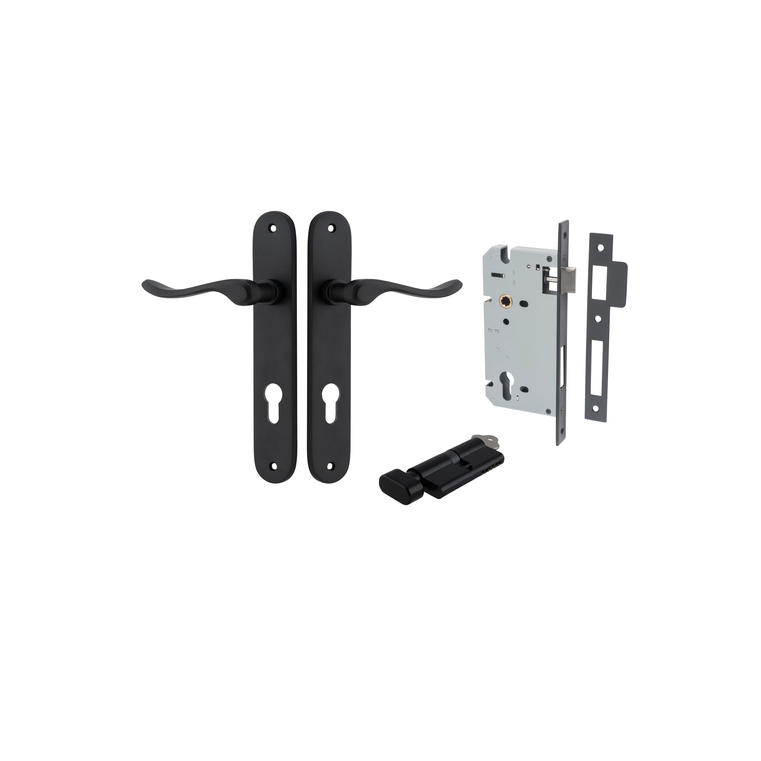 Stirling Lever - Oval Backplate - Entry Point - Iver - Matt Black - Door Levers