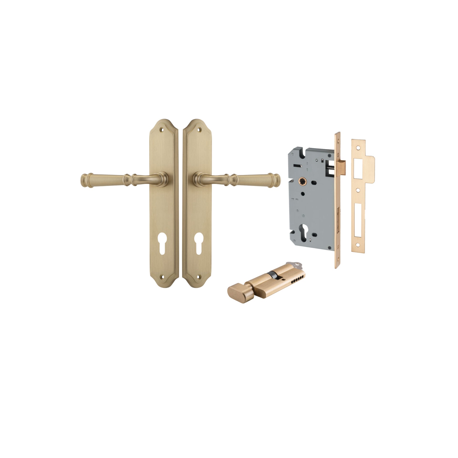 Verona Lever - Shouldered Backplate - Entry Point - Iver - Brushed Brass - Door Levers