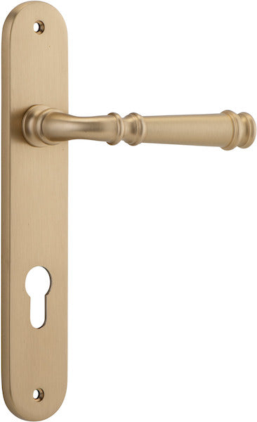 Verona Lever - Oval Backplate - Entry Point - Iver - Brushed Brass - Door Levers