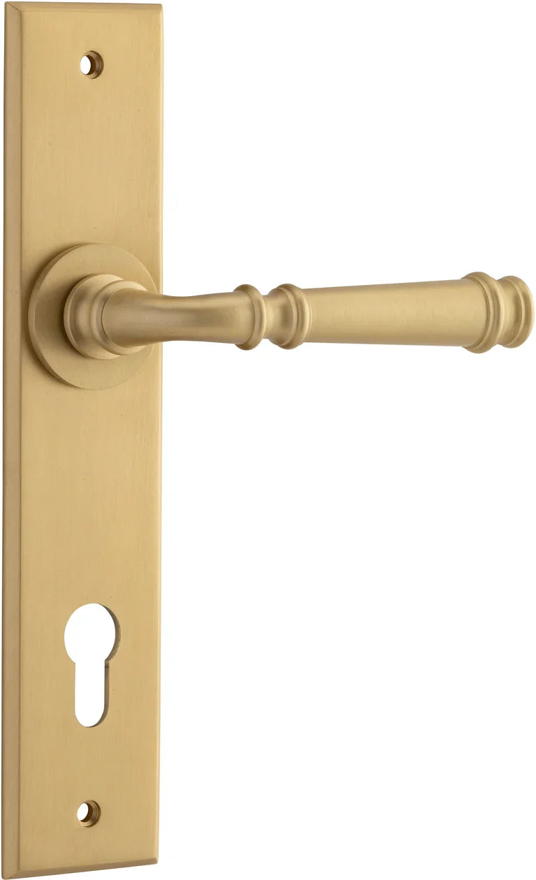 Verona Lever - Chamfered Backplate - Entry Point - Iver - Brushed Brass - Door Levers