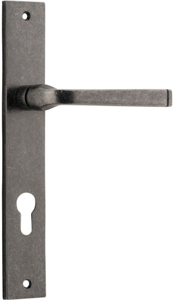 Annecy Lever - Rectangular Backplate - Entry Point - Iver - Distressed Nickel - Door Levers