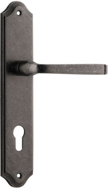 Annecy Lever - Shouldered Backplate - Entry Point - Iver - Distressed Nickel - Door Levers