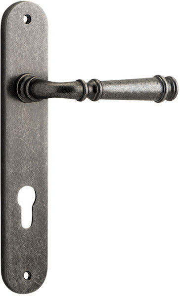 Verona Lever - Oval Backplate - Entry Point - Iver - Distressed Nickel - Door Levers