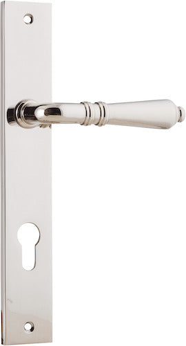 Sarlat Lever - Rectangular Backplate - Entry Point - Iver - Polished Nickel - Door Levers