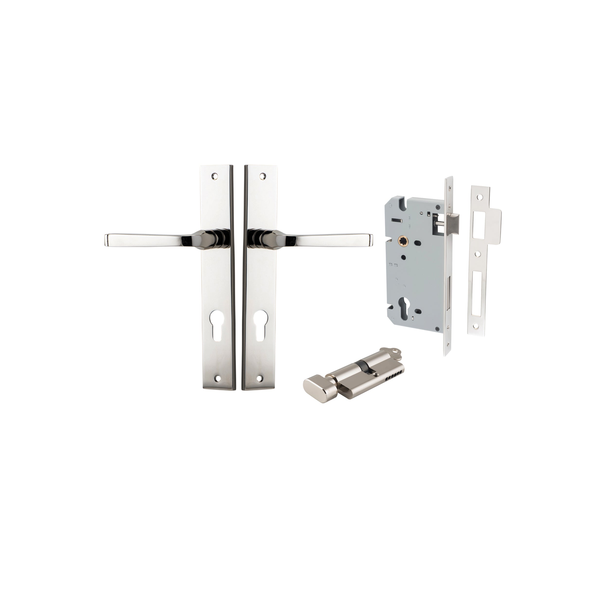 Annecy Lever - Rectangular Backplate - Entry Point - Iver - Polished Nickel - Door Levers