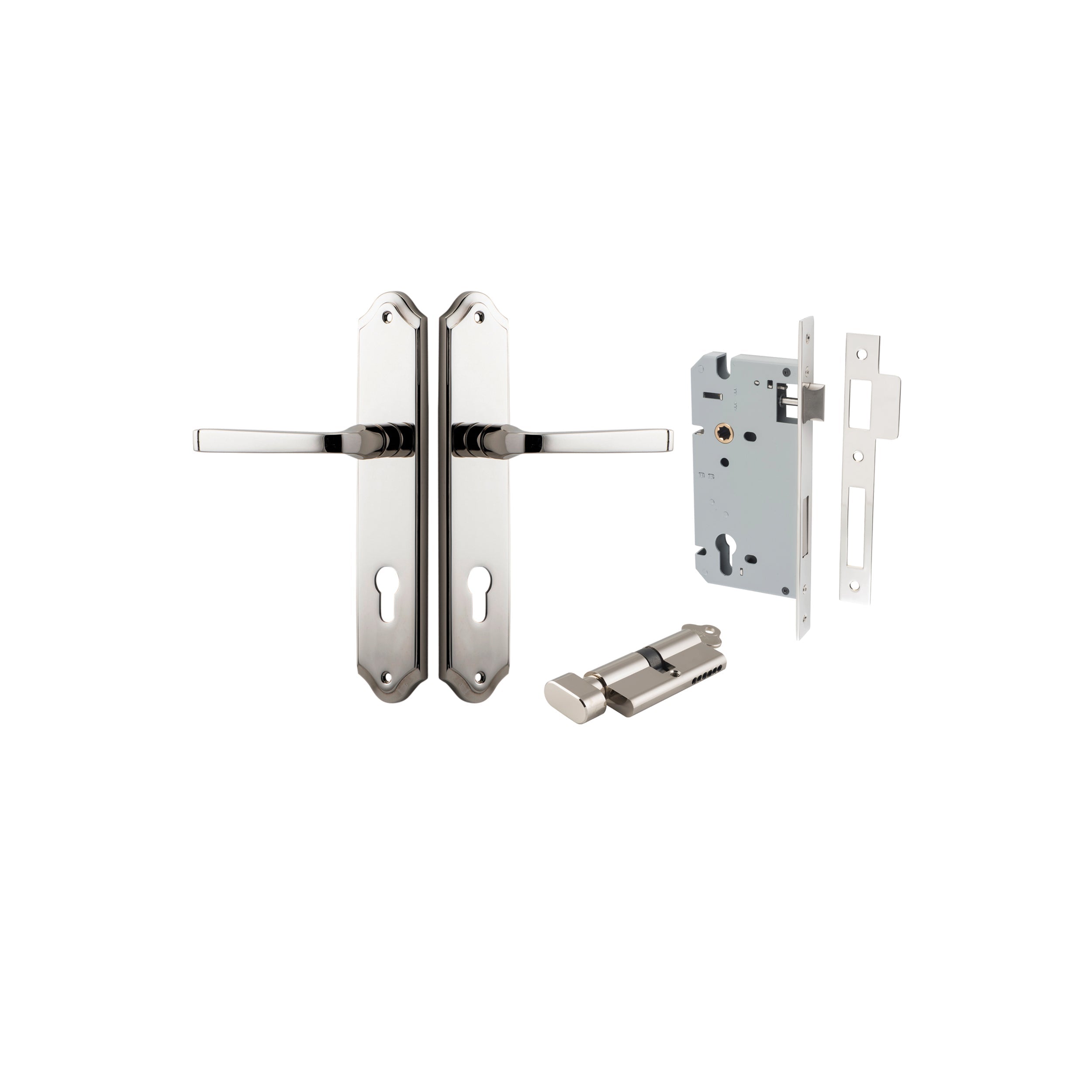 Annecy Lever - Shouldered Backplate - Entry Point - Iver - Polished Nickel - Door Levers