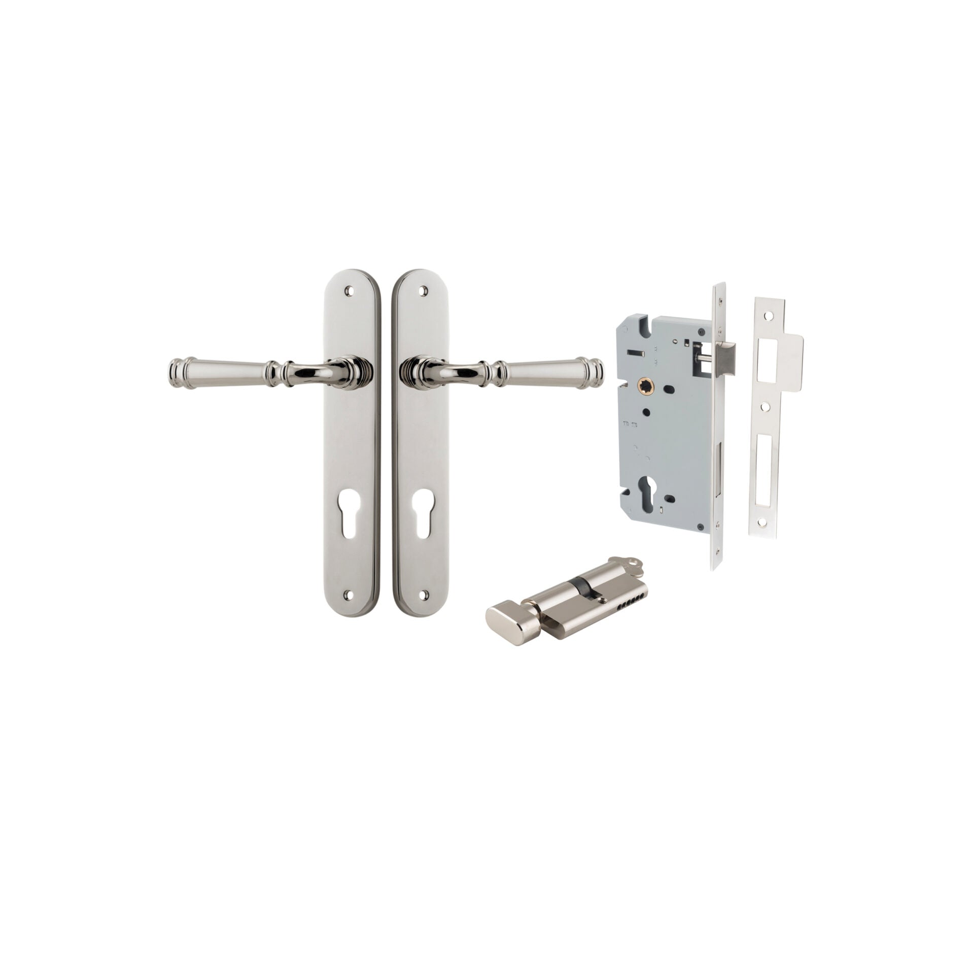 Verona Lever - Oval Backplate - Entry Point - Iver - Polished Nickel - Door Levers