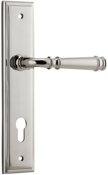 Verona Lever - Stepped Backplate - Entry Point - Iver - Polished Nickel - Door Levers