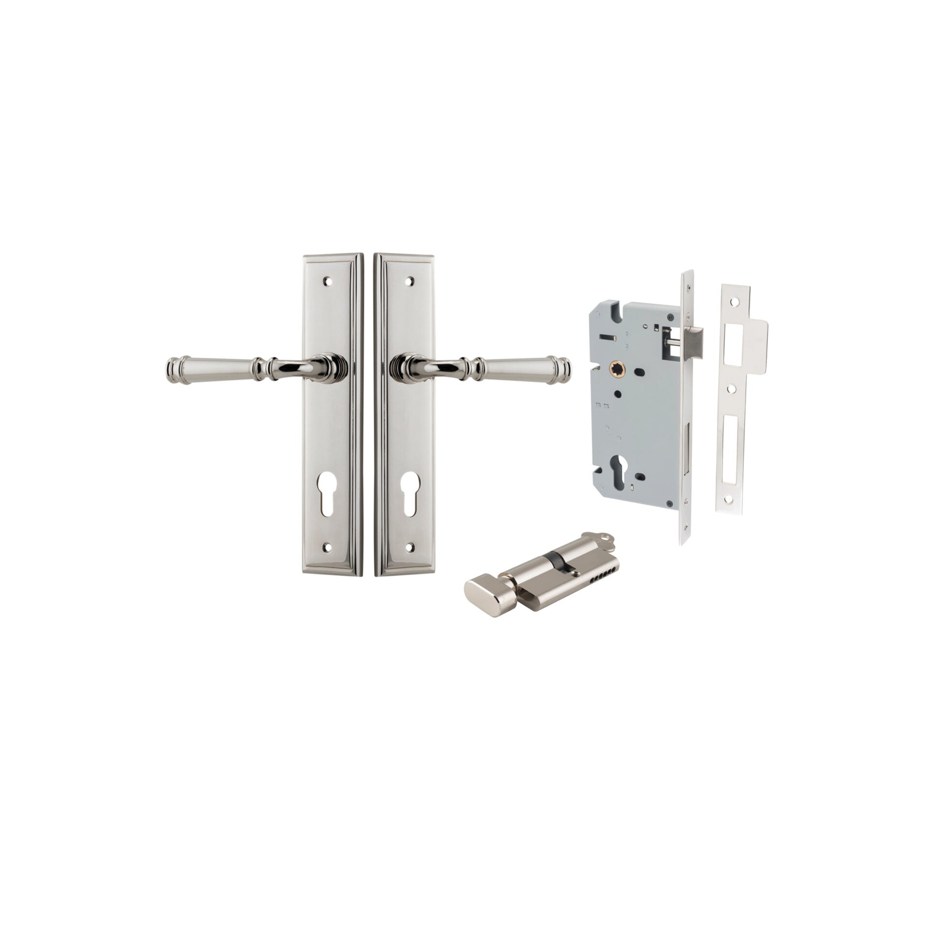 Verona Lever - Stepped Backplate - Entry Point - Iver - Polished Nickel - Door Levers