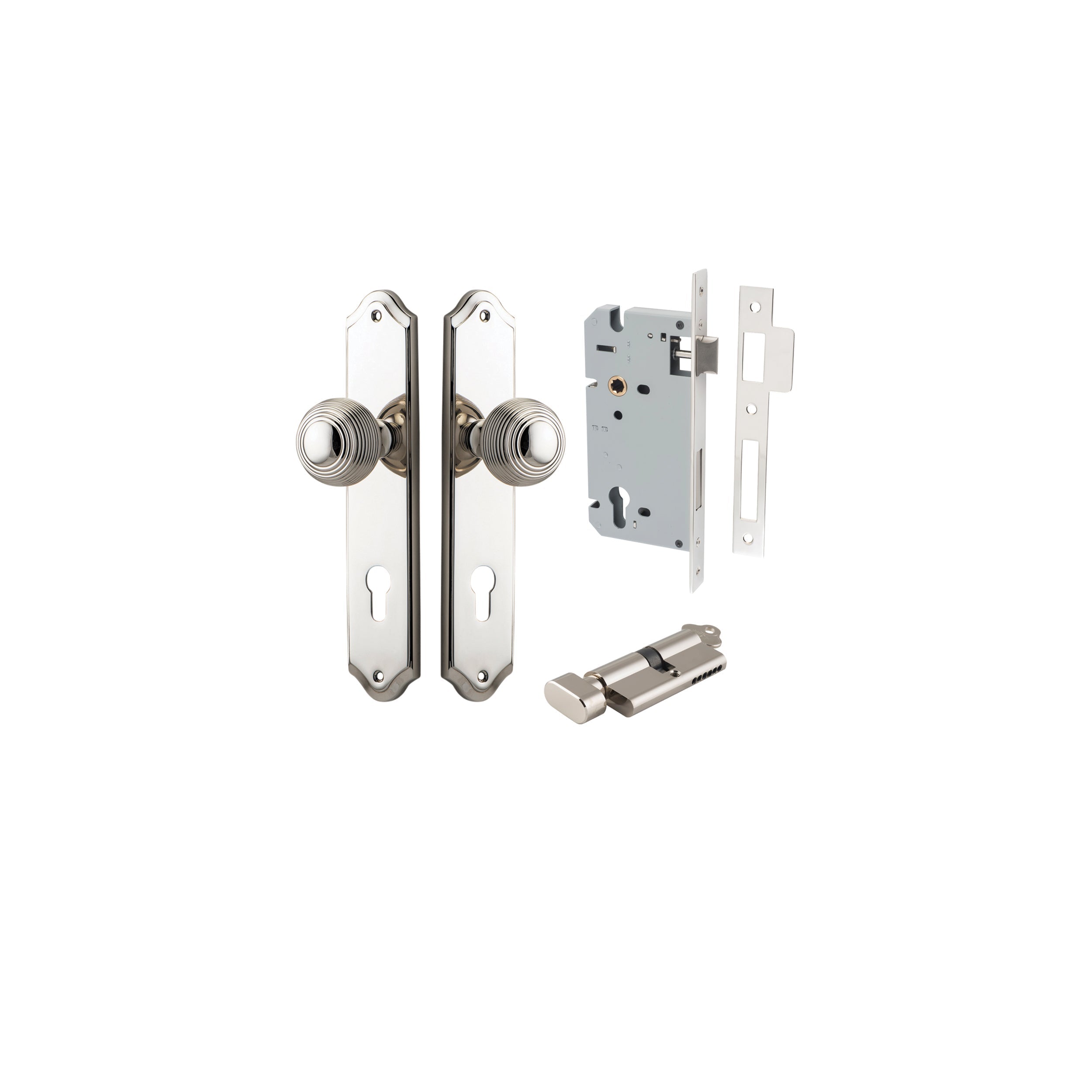 Guildford Knob - Shouldered Backplate - Entry Point - Iver - Polished Nickel - Door Knobs