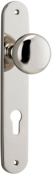 Cambridge Knob - Oval Backplate - Entry Point - Iver - Polished Nickel - Door Knobs