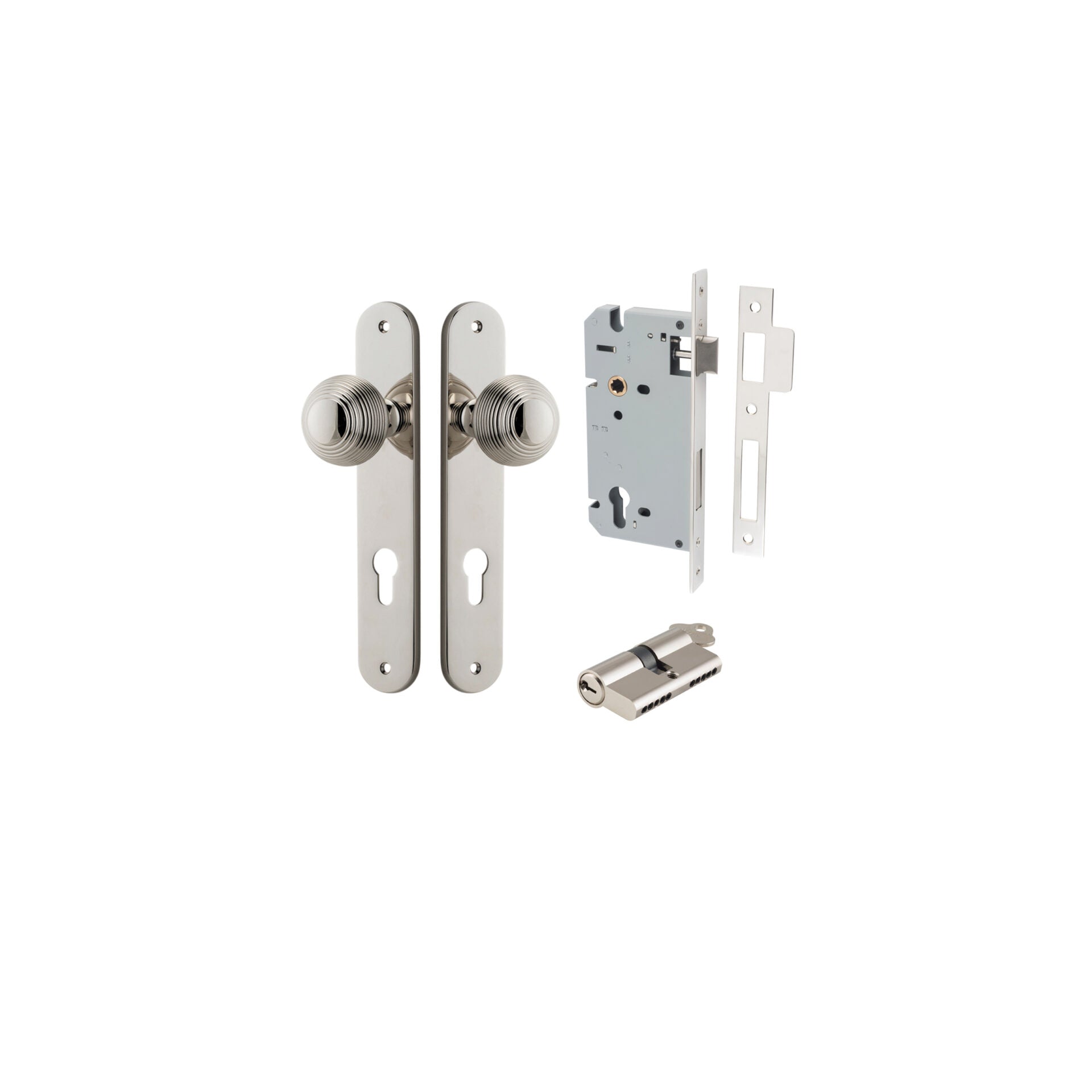 Guildford Knob - Oval Backplate - Entry Point - Iver - Polished Nickel - Door Knobs