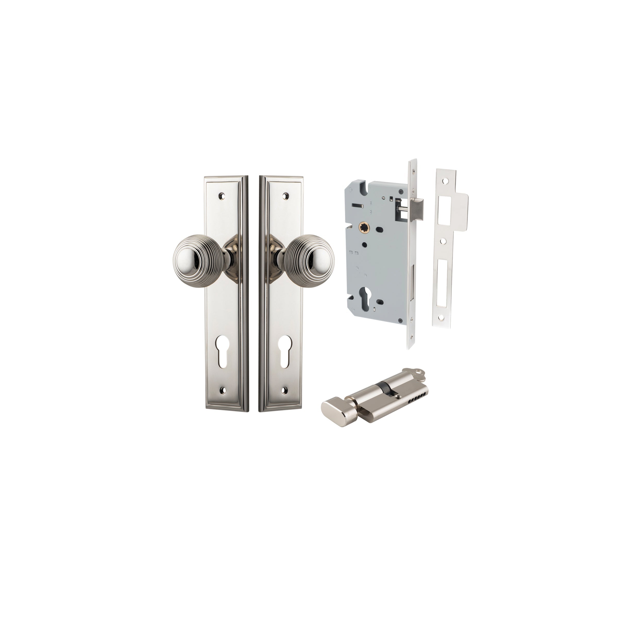 Guildford Knob - Stepped Backplate - Entry Point - Iver - Polished Nickel - Door Knobs