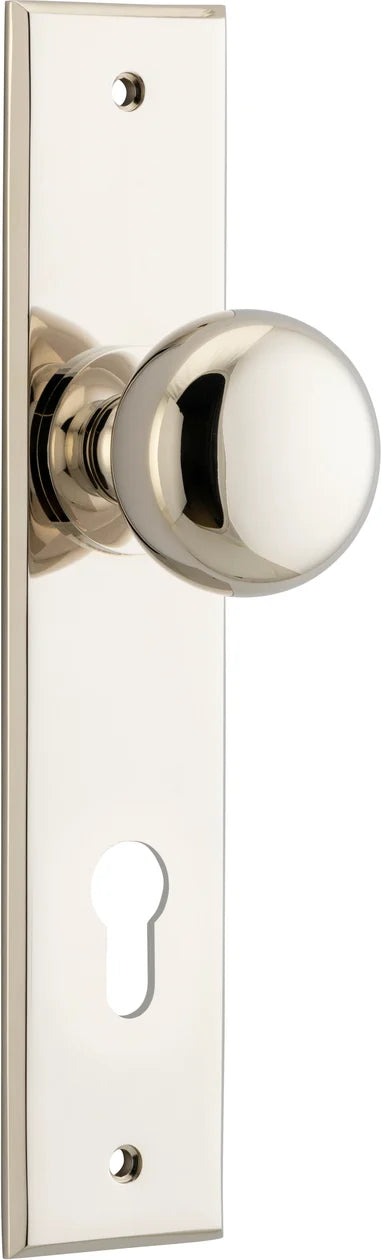 Cambridge Knob - Chamfered Backplate - Entry Point - Iver - Polished Nickel - Door Knobs