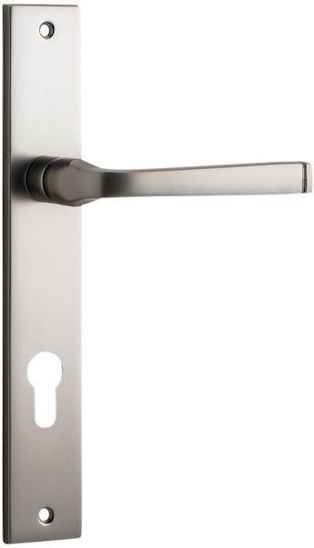 Annecy Lever - Rectangular Backplate - Entry Point - Iver - Satin Nickel - Door Levers