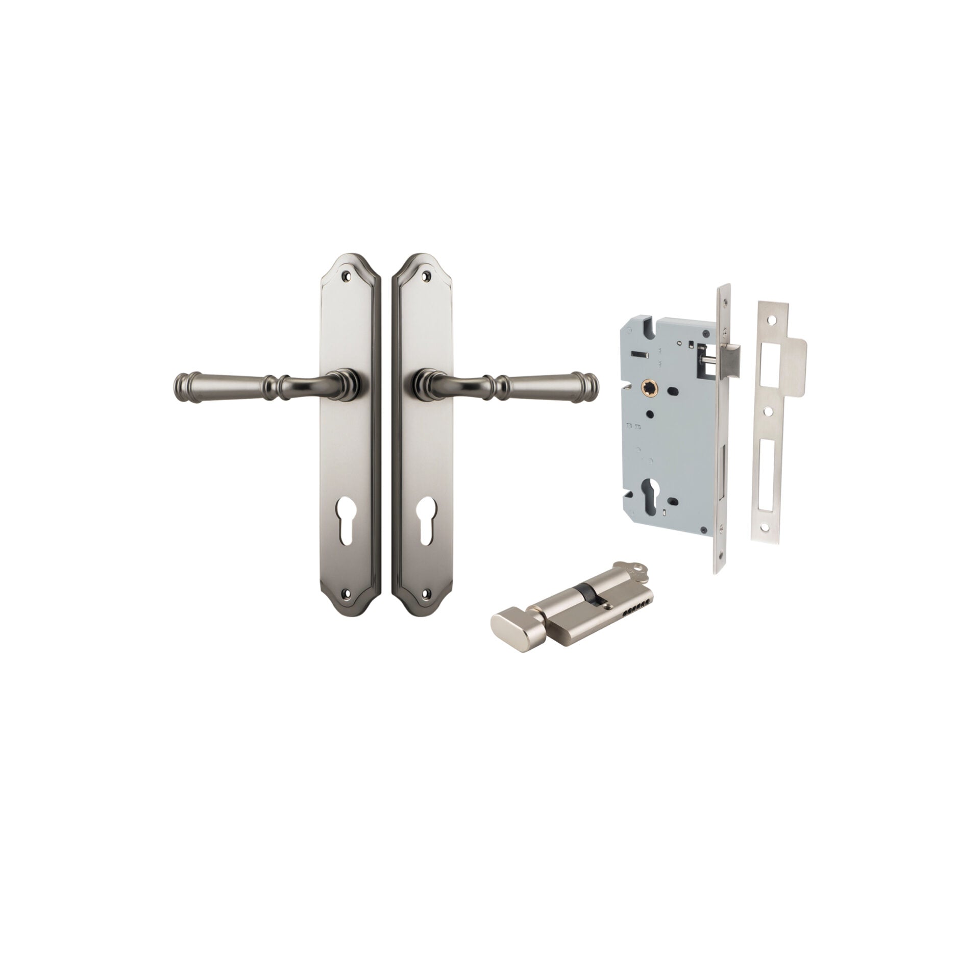 Verona Lever - Shouldered Backplate - Entry Point - Iver - Satin Nickel - Door Levers