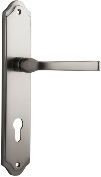 Annecy Lever - Shouldered Backplate - Entry Point - Iver - Satin Nickel - Door Levers