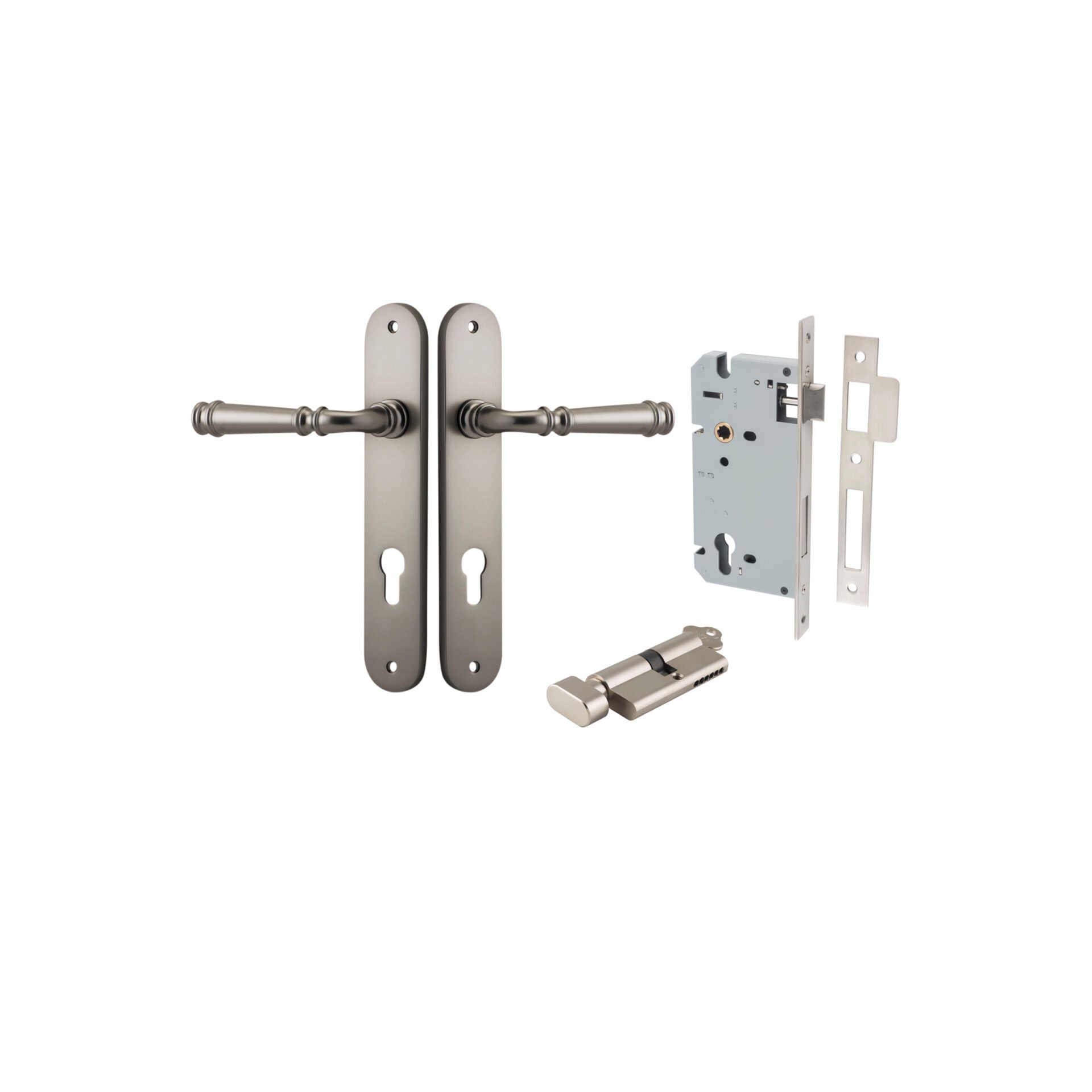 Verona Lever - Oval Backplate - Entry Point - Iver - Satin Nickel - Door Levers