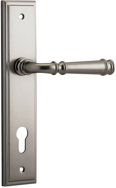 Verona Lever - Stepped Backplate - Entry Point - Iver - Satin Nickel - Door Levers