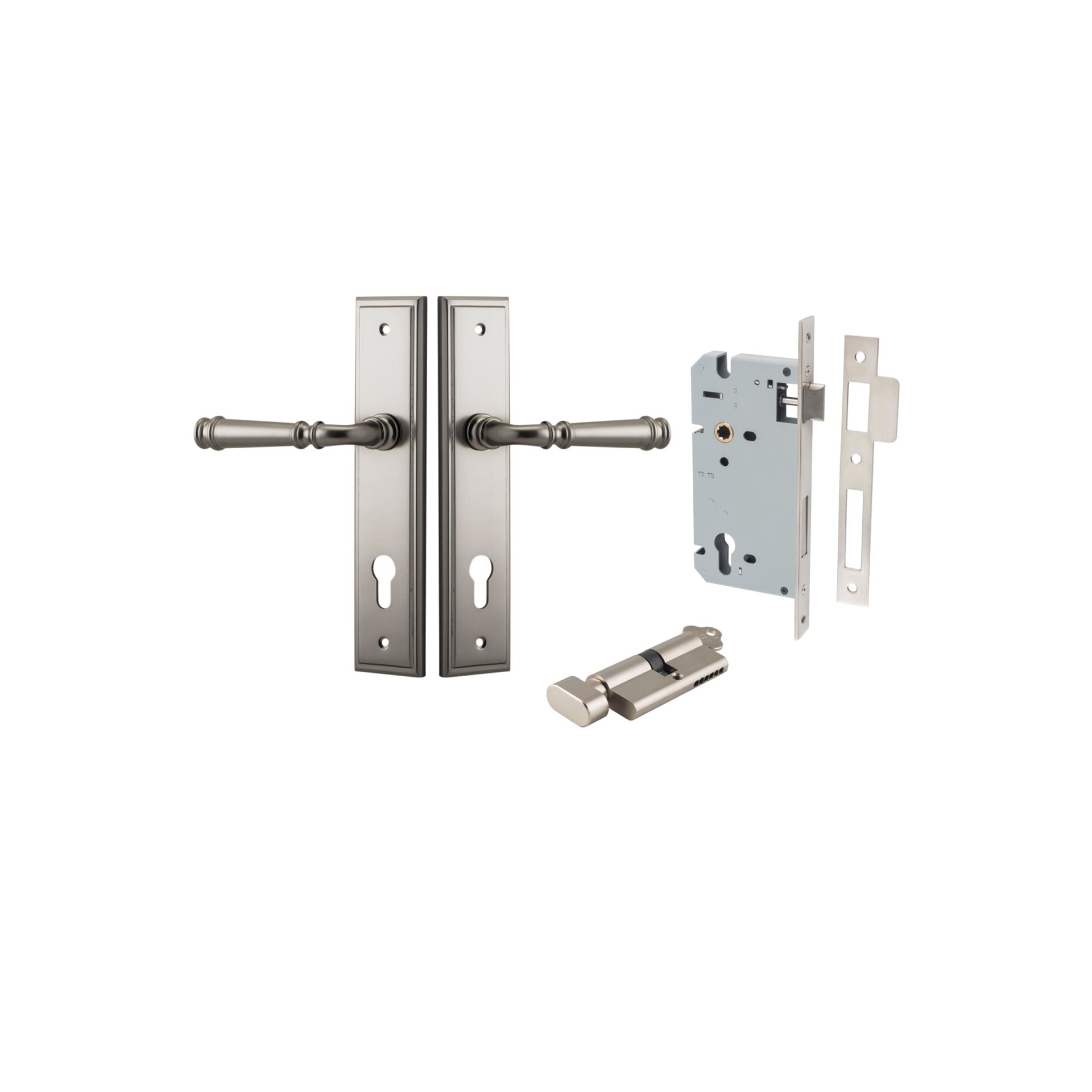 Verona Lever - Stepped Backplate - Entry Point - Iver - Satin Nickel - Door Levers