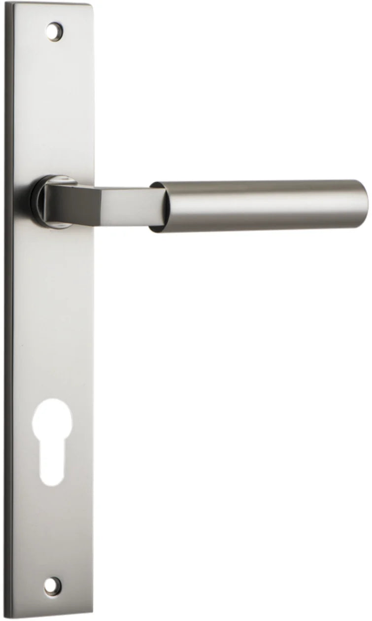 Berlin Lever - Rectangular Backplate - Entry Point - Iver - Satin Nickel - Door Levers