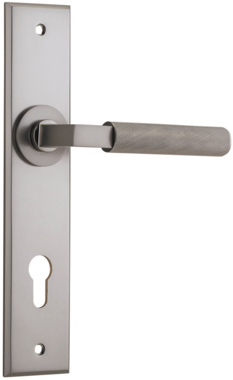 Brunswick Lever - Chamfered Backplate - Entry Point - Iver - Satin Nickel - Door Levers