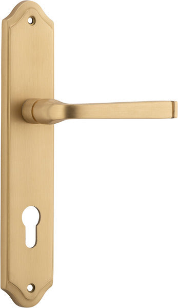 Annecy Lever - Shouldered Backplate - Entry Point - Iver - Brushed Brass - Door Levers