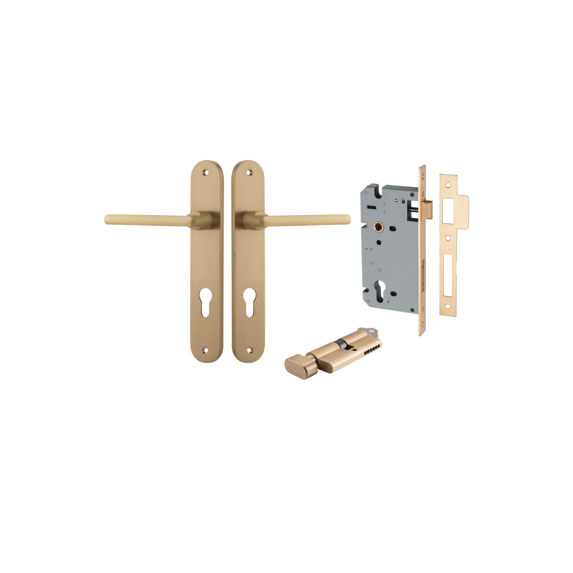 Baltimore Lever - Oval Backplate - Entry Point - Iver - Brushed Brass - Door Levers