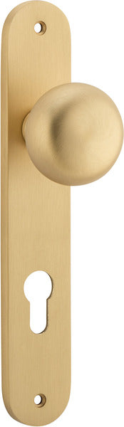 Cambridge Knob - Oval Backplate - Entry Point - Iver - Brushed Brass - Door Knobs